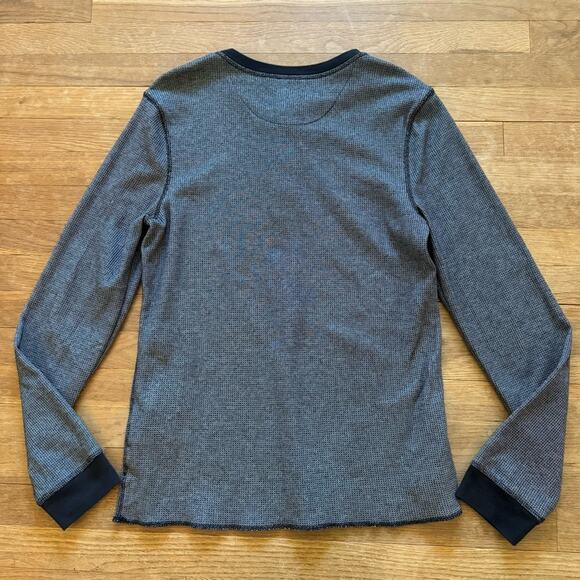 Mark Anthony black gray long sleeve Henley thermal shirt top size medium M
 b15 - Picture 4 of 4